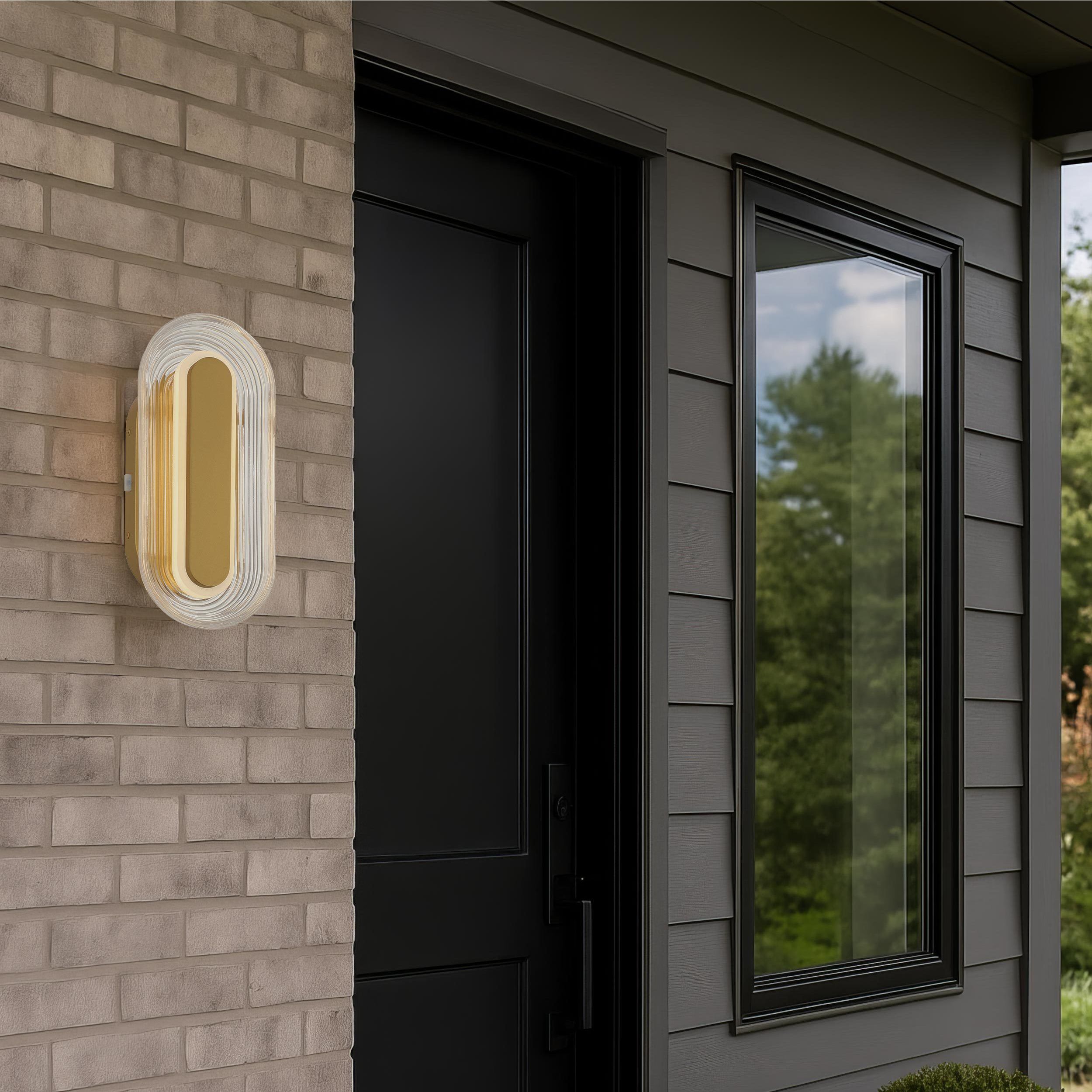 Wry Plexus 1 Light 5.88 inch Satin Brushed Gold Outdoor Wall Light