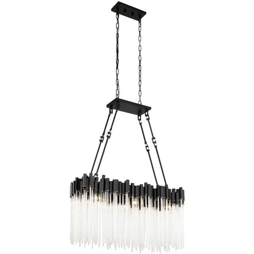 Matrix 6 Light 36.5 inch Matte Black and French Gold Linear Pendant Ceiling Light