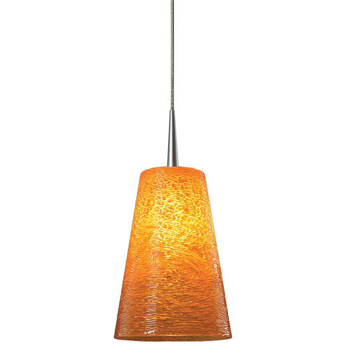 Bling 1 Light 4.8 inch Chrome Pendant Ceiling Light in Amber Glass