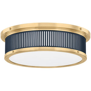 Ashdown 1 Light 14 inch Aged Brass and Distressed Bronze Flush Mount Ceiling Light