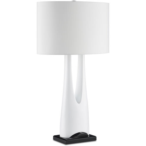 La Porta 32 inch 150 watt Glossy White and Black Table Lamp Portable Light