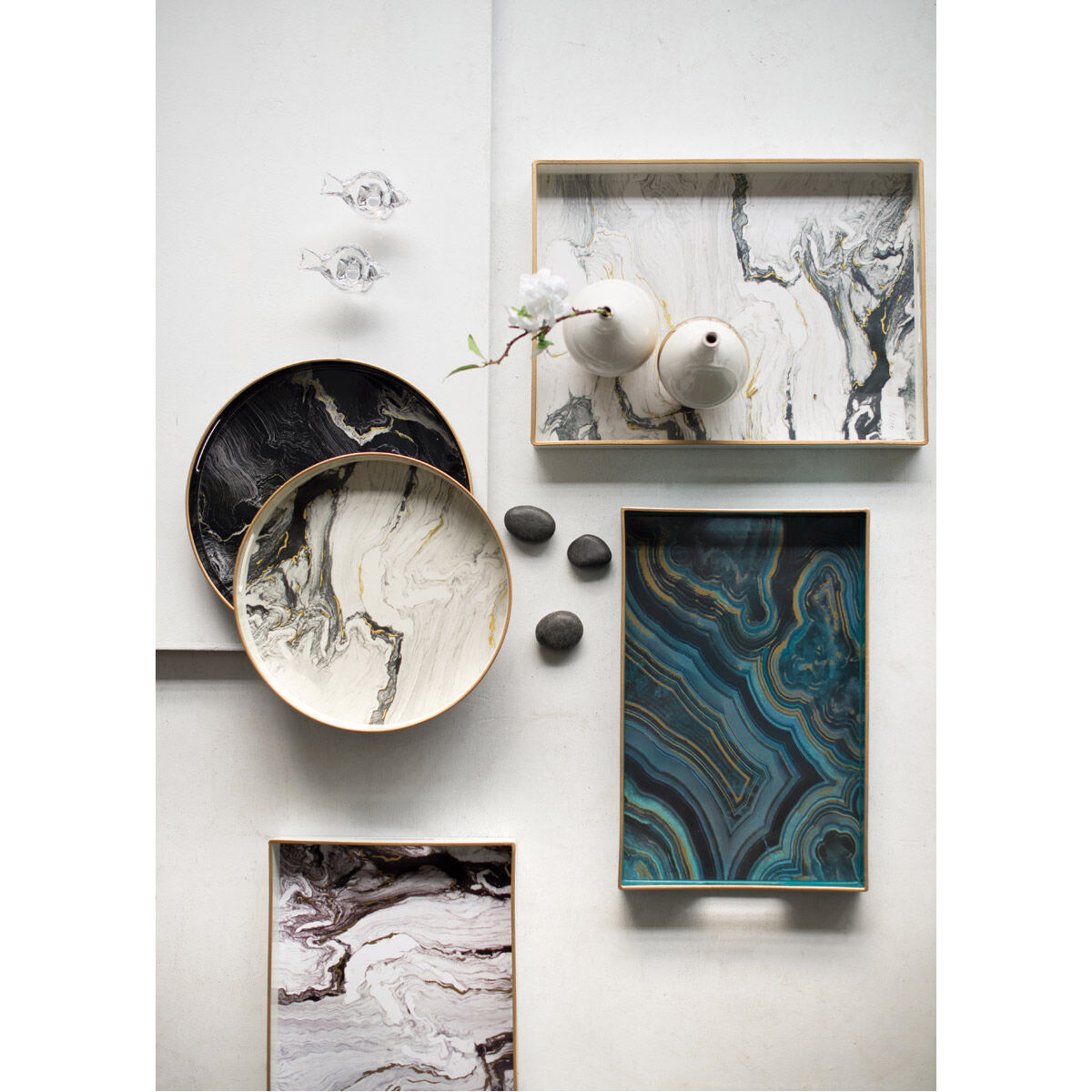 Effra White Tray, Set of 2