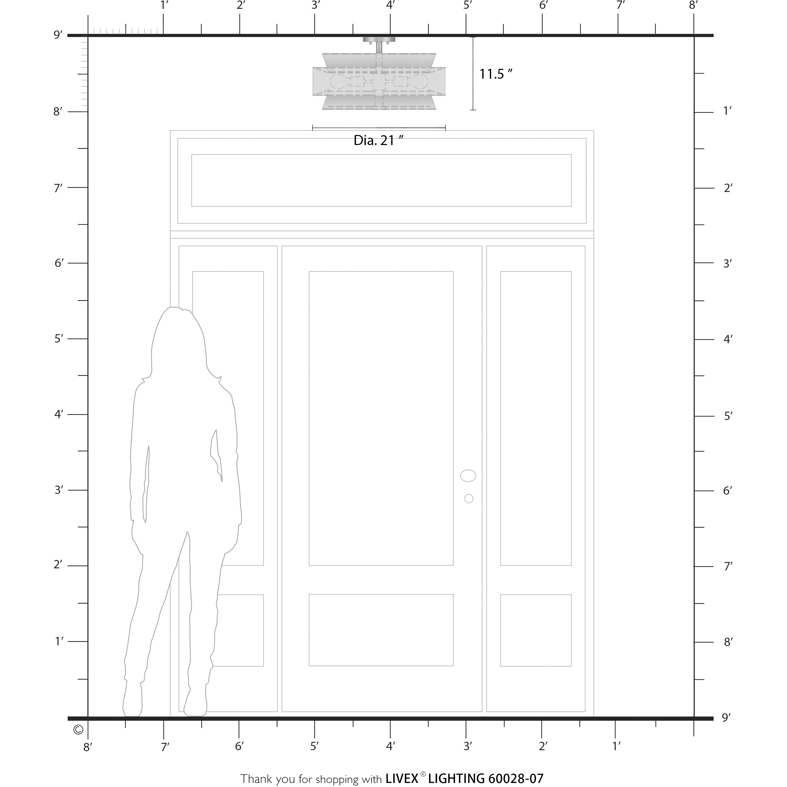 Fontana 5 Light 21 inch Bronze Semi-Flush Ceiling Light