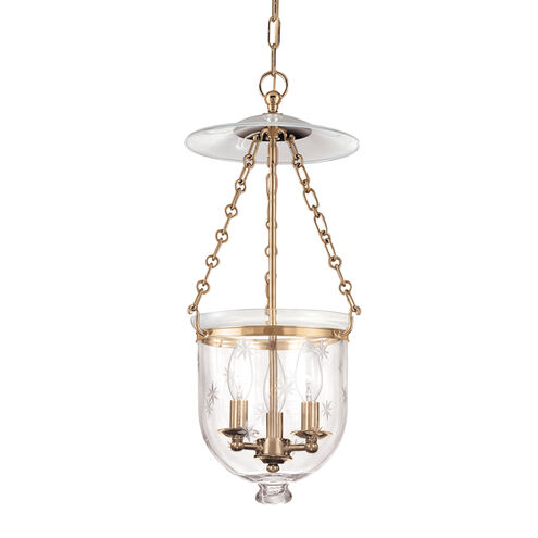 Hampton 3 Light 10.25 inch Aged Brass Pendant Ceiling Light in C3