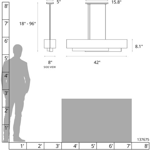Oceanus 4 Light 42 inch Vintage Platinum Pendant Ceiling Light in Natural Anna