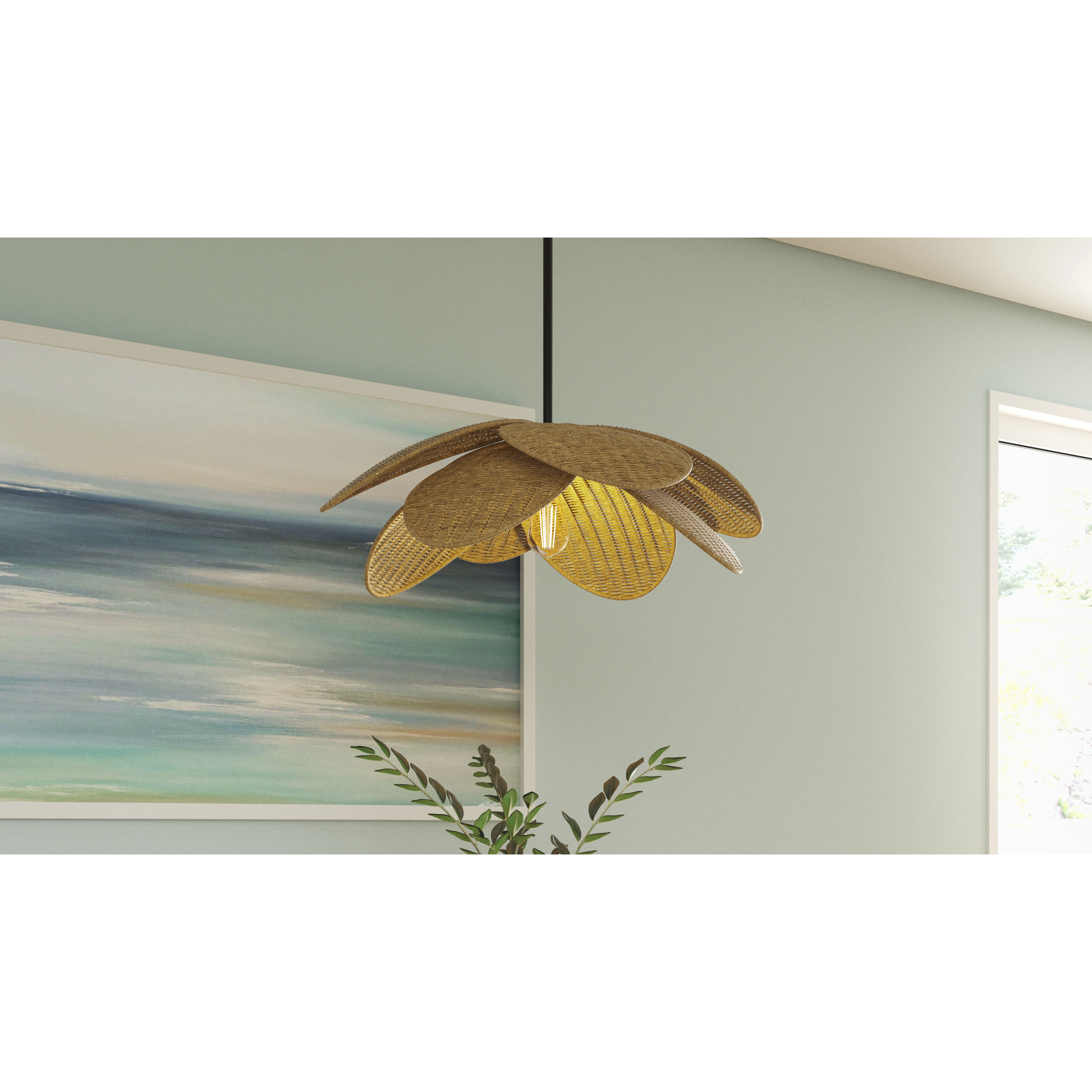 Willa 1 Light 22 inch Matte Black Pendant Ceiling Light, Large