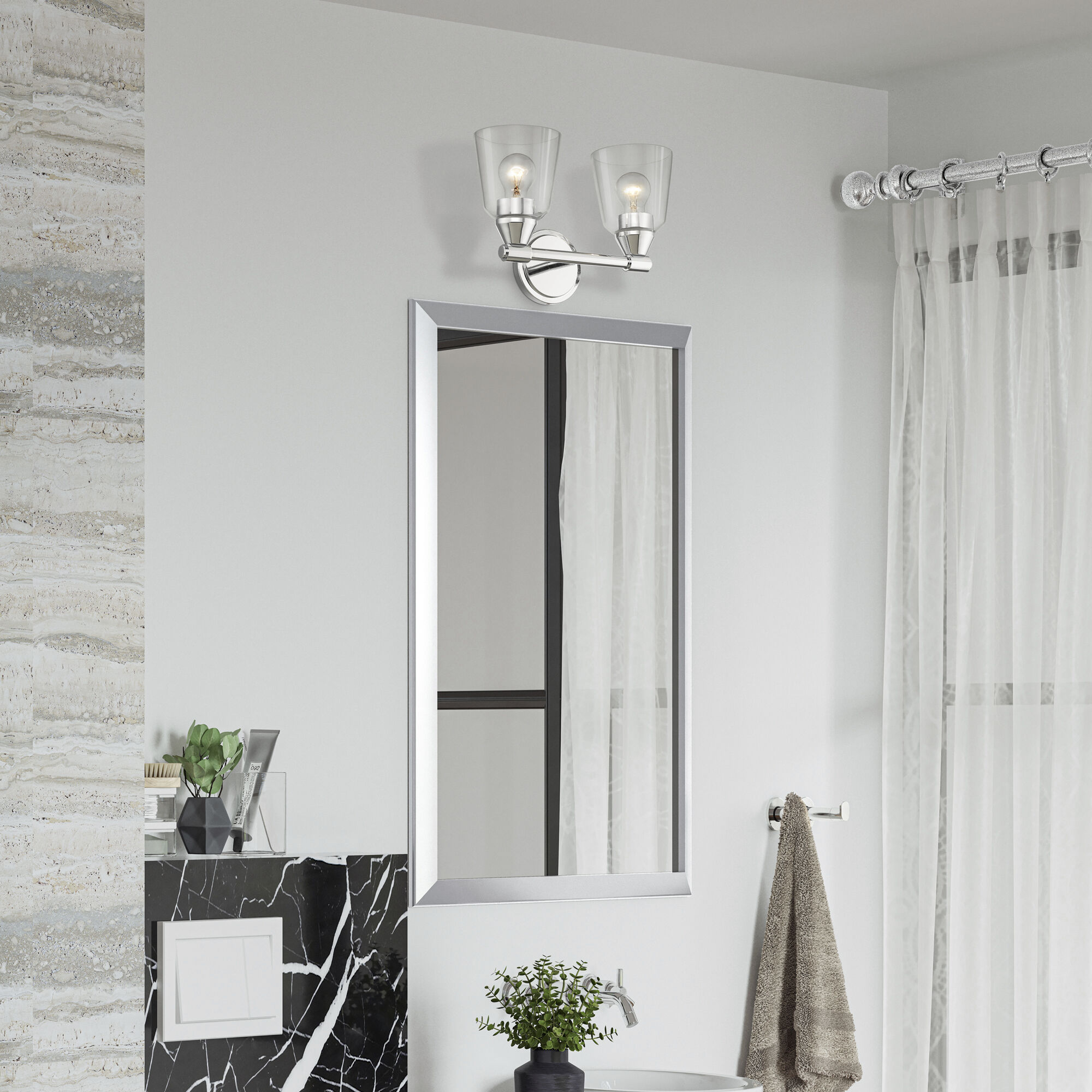 Catania 2 Light 14 inch Polished Chrome Vanity Sconce Wall Light