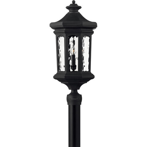 Estate Series Raley 4 Light 26.25 inch Museum Black Outdoor Post Mount Lantern in Non-LED, Clear Water