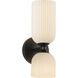 Alora Mood Nelly 2 Light 4 inch Matte Black and Glossy Ribbed Opal Glass Bath Vanity Wall Light in Glossy Opal Ribbed Glass Shade