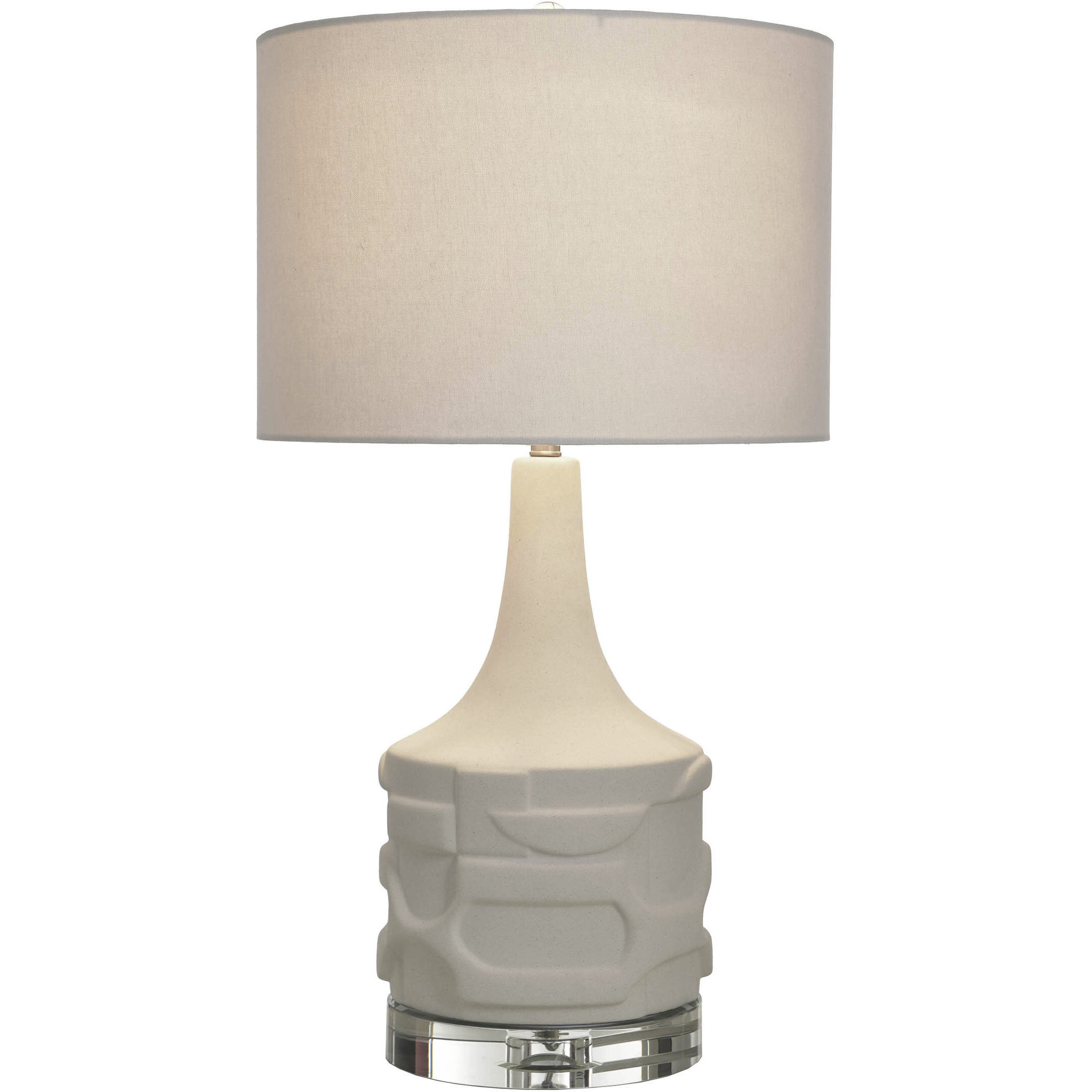 Relief Porcelain 35 inch 150 watt Matte White and Ivory Table Lamp Portable Light