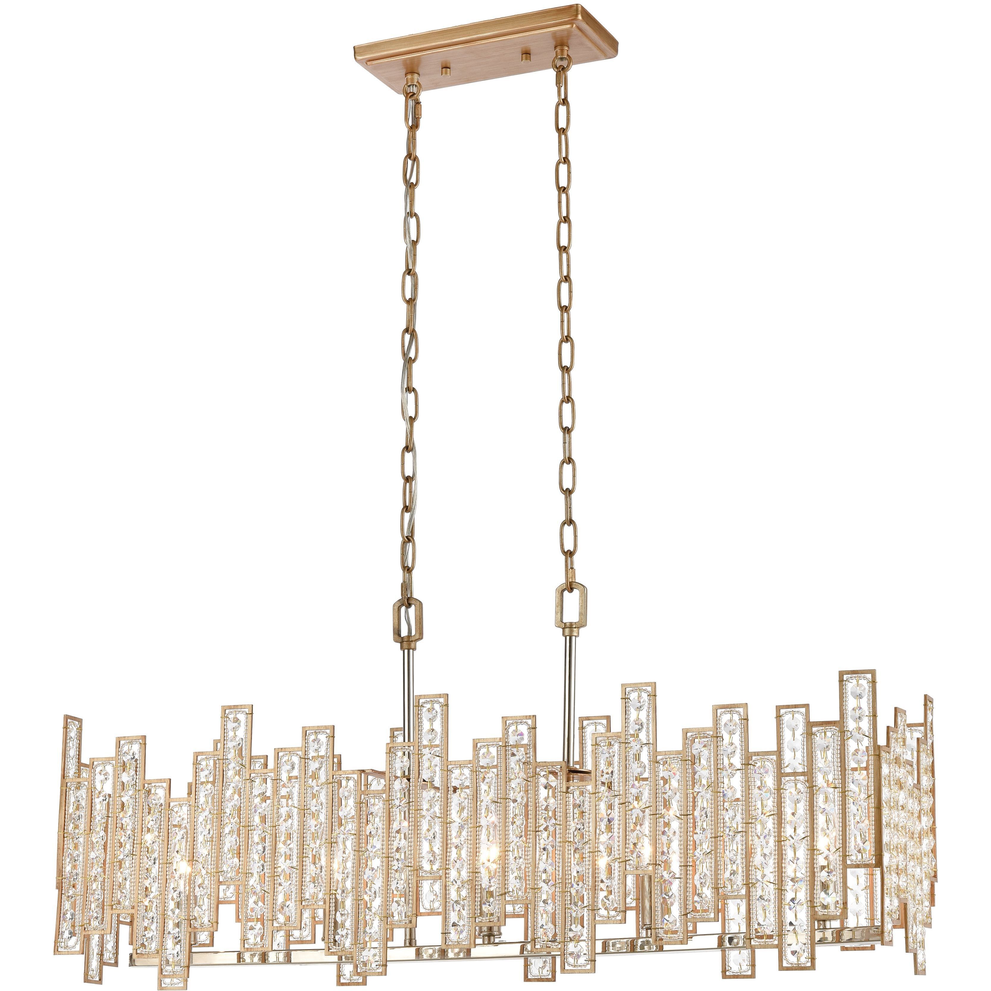 Equilibrium 5 Light 34 inch Matte Gold Linear Chandelier Ceiling Light