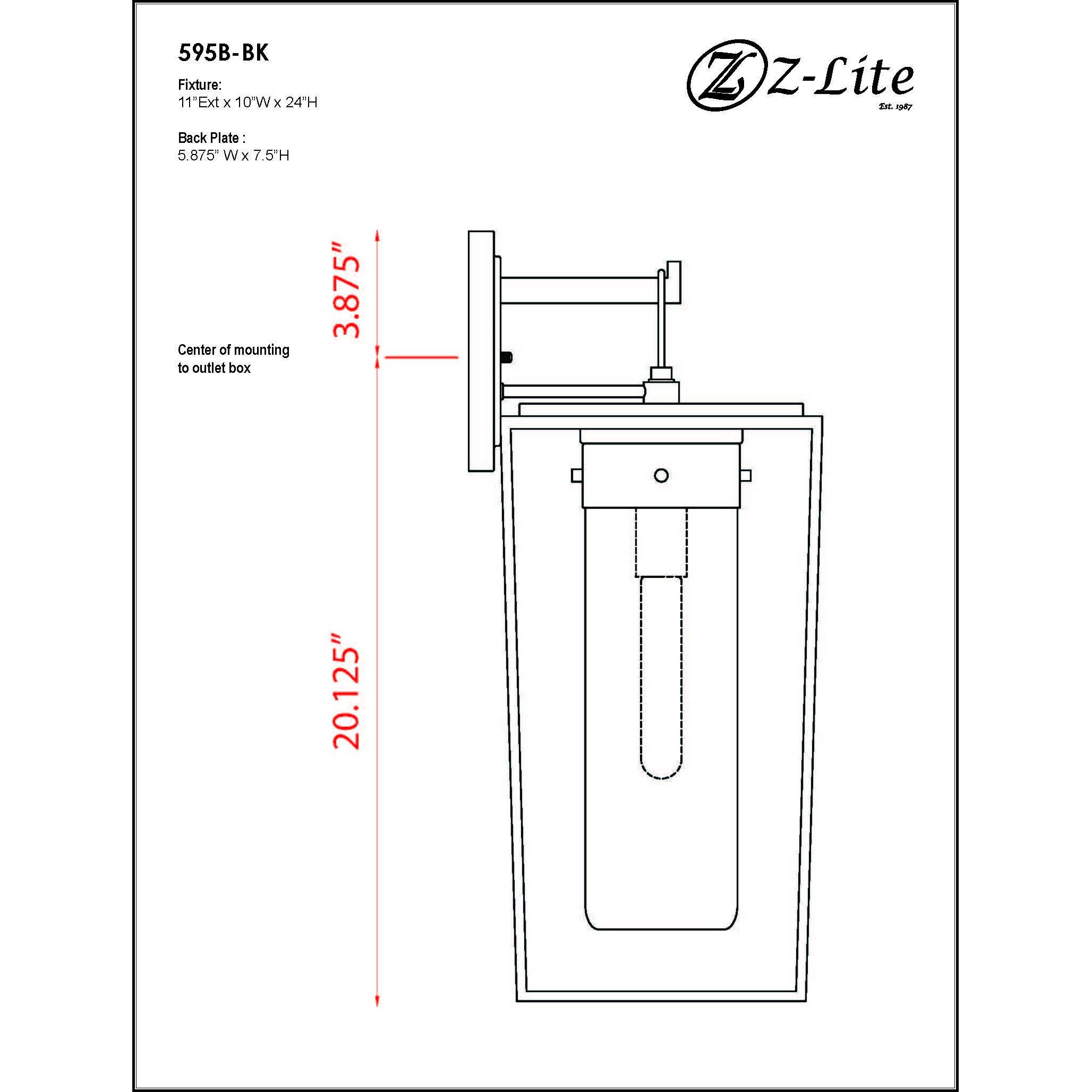 Sheridan 1 Light 24 inch Black Outdoor Wall Light