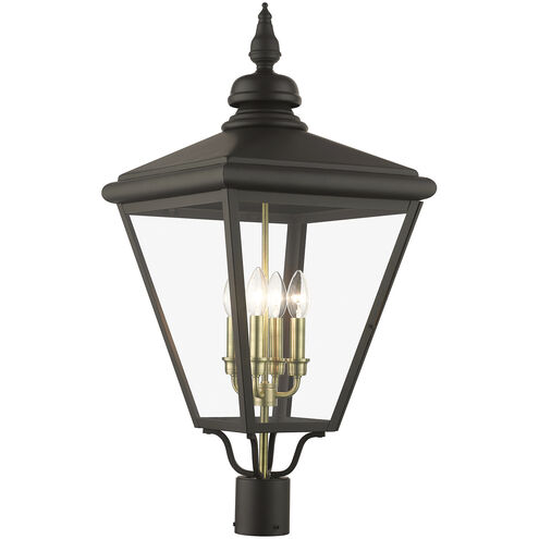 Adams 4 Light 31.5 inch Bronze with Antique Brass Finish Cluster Outdoor Extra Large Post Top Lantern