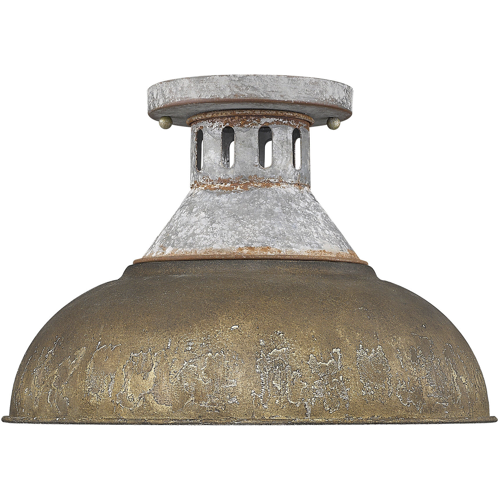 Kinsley 1 Light 14 inch Aged Galvanized Steel Semi-Flush Mount Ceiling Light in Antique Rust