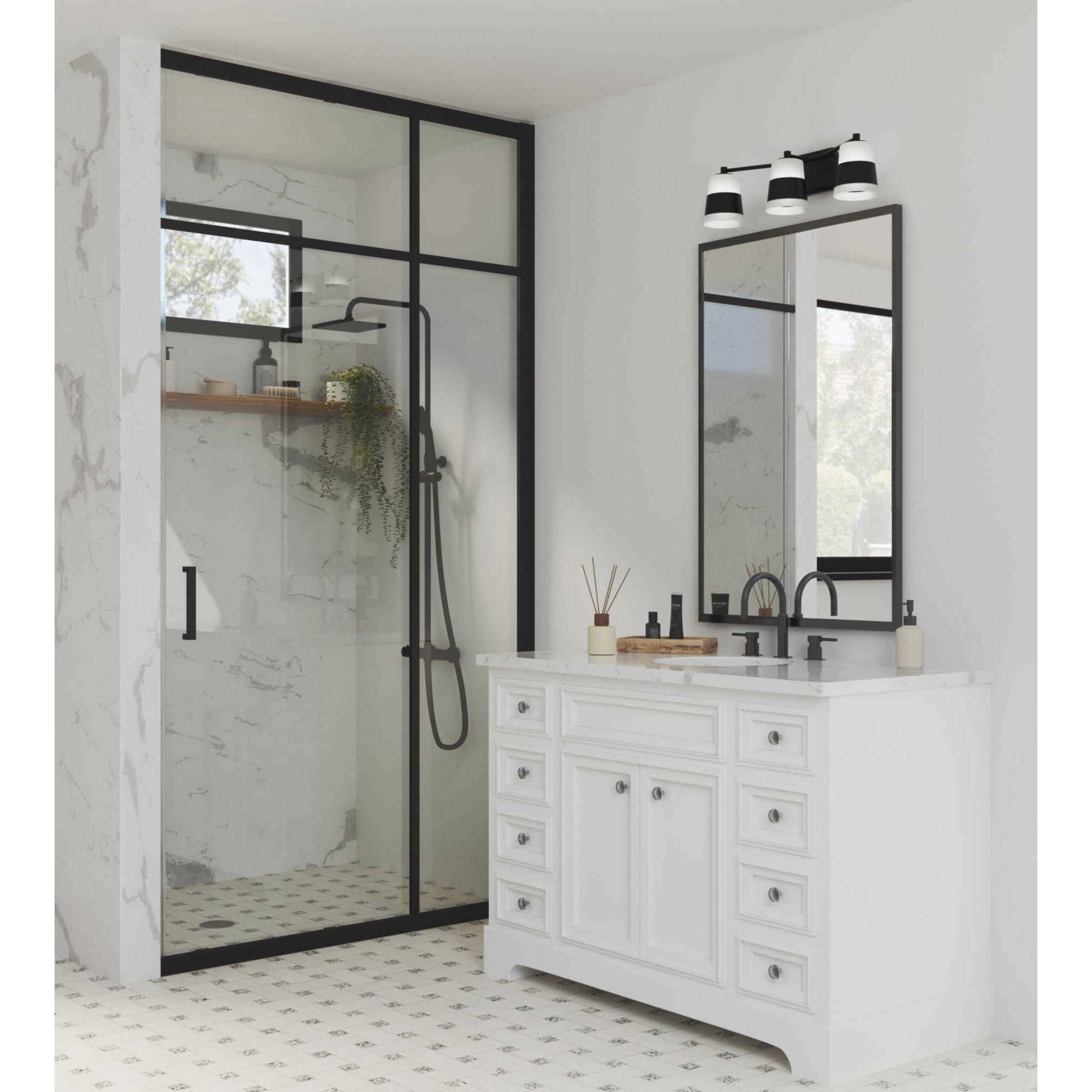 Haven 3 Light 24 inch Matte Black Bath Light Wall Light