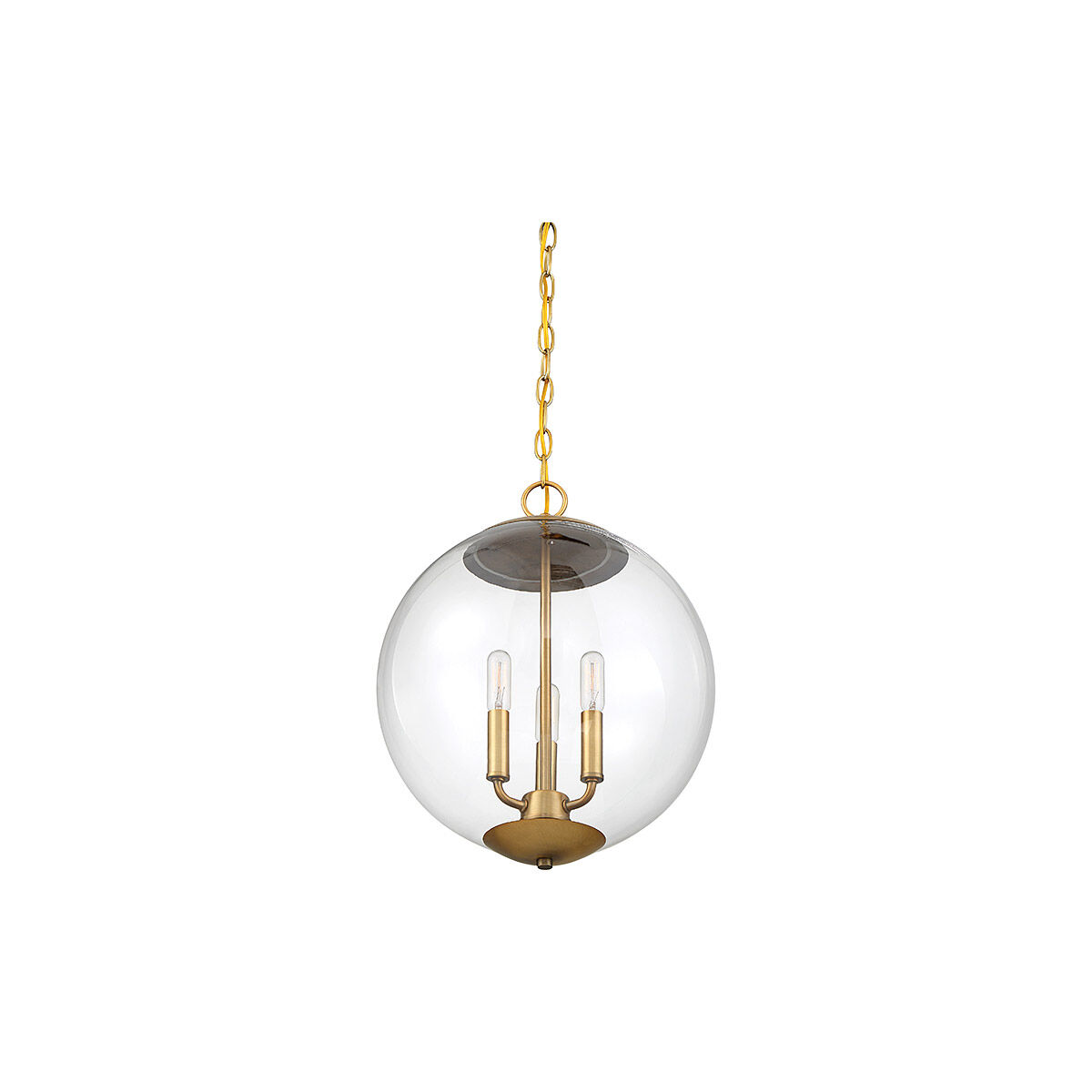 Modern 3 Light 13.75 inch Natural Brass Pendant Ceiling Light