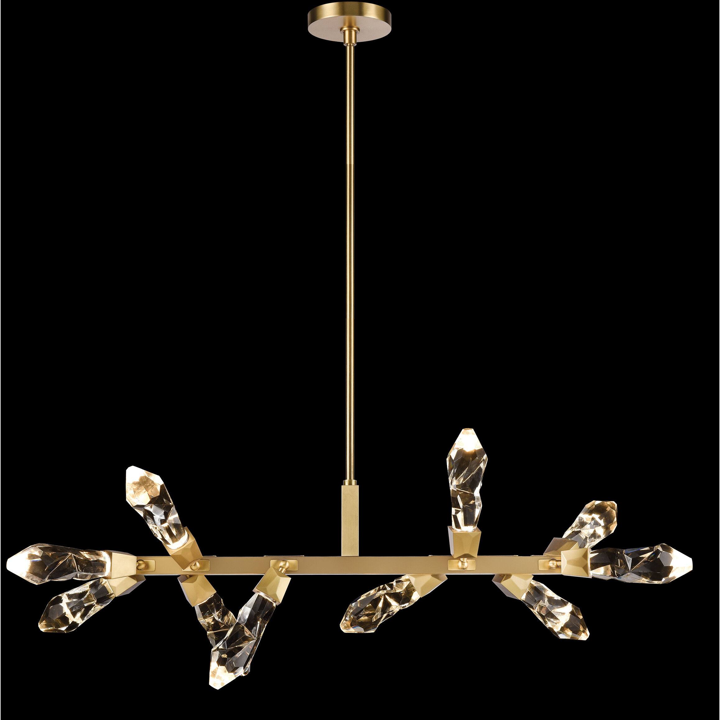 Angelus 10 Light 48 inch Aged Brass Linear Pendant Ceiling Light