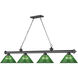 Cordon 4 Light 81.25 inch Bronze Plate Billiard Ceiling Light in Green Acrylic