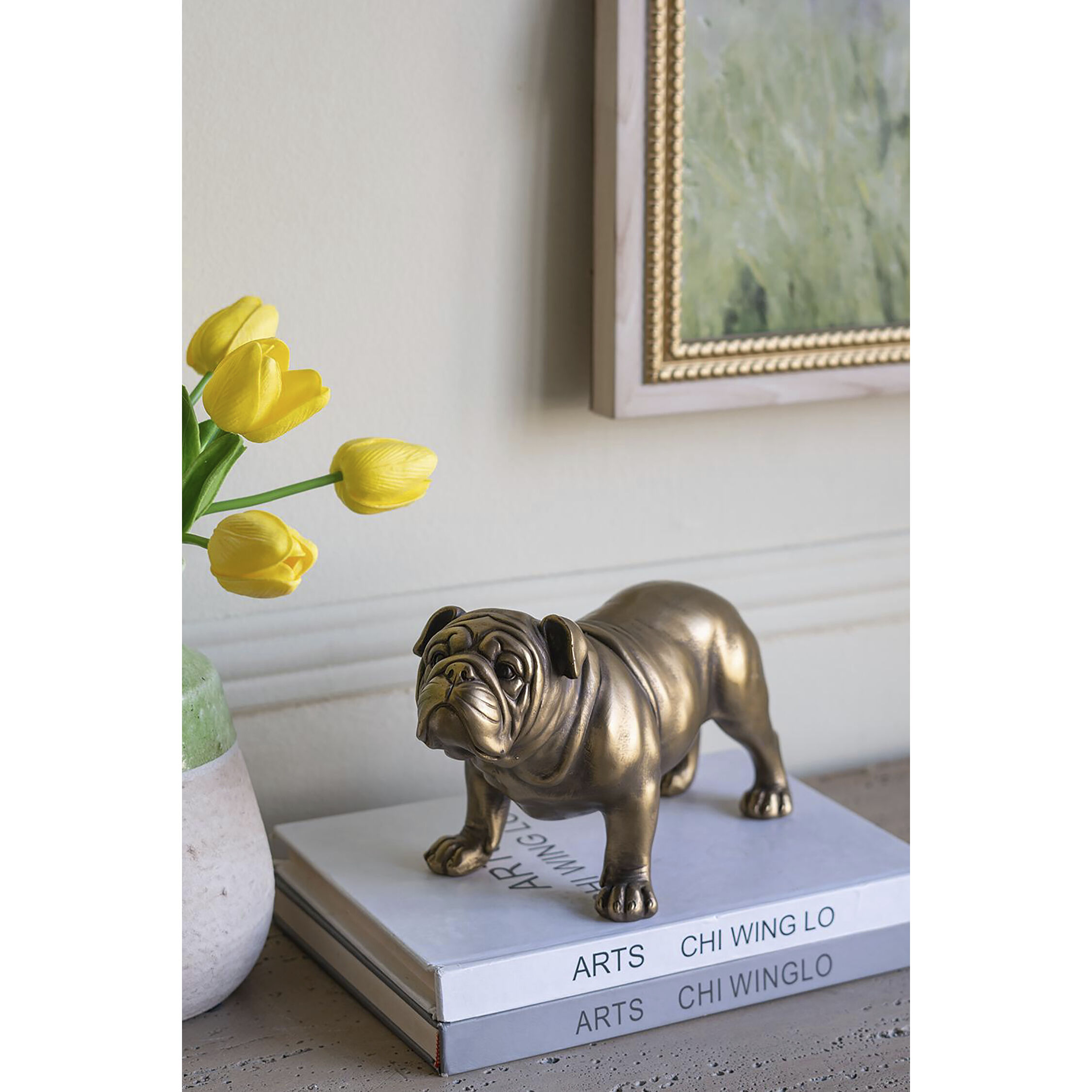 Lifelike French Bulldog Copper Figurine