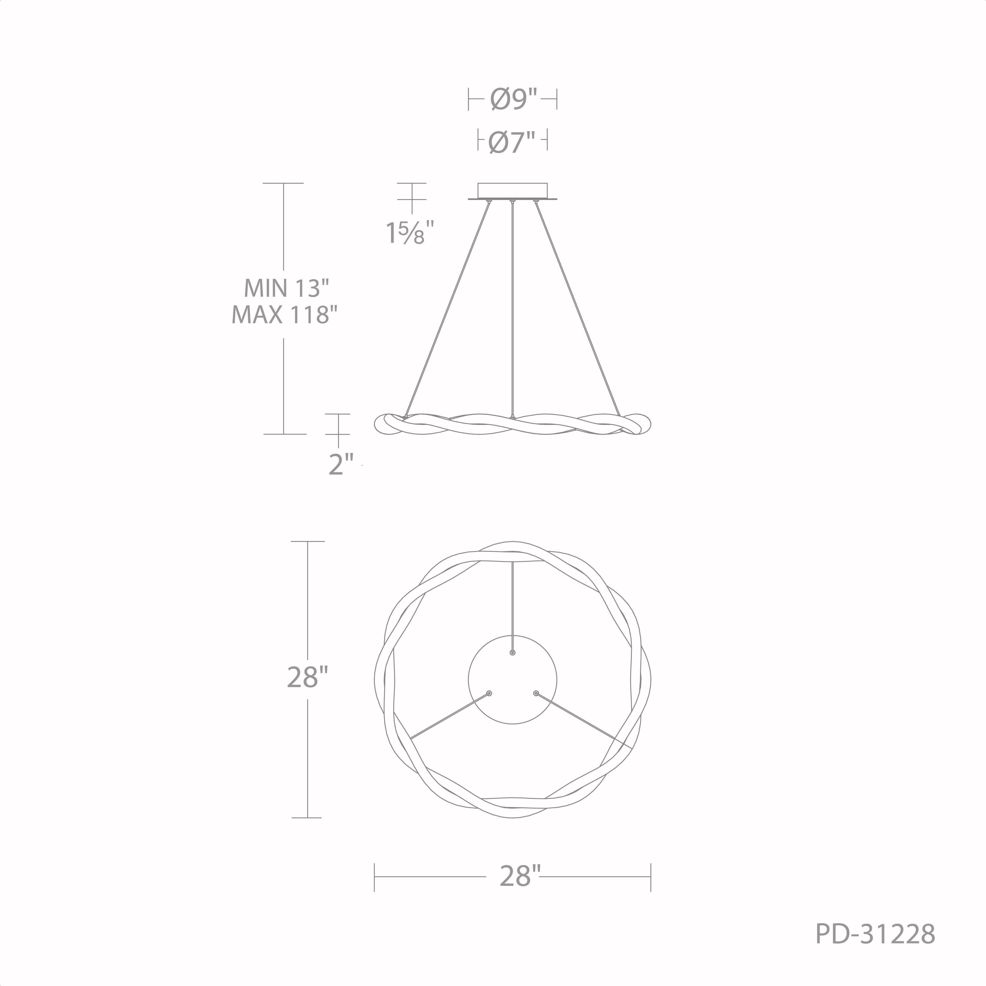 Escapade LED 28 inch Brushed Nickel Pendant Ceiling Light, dweLED
