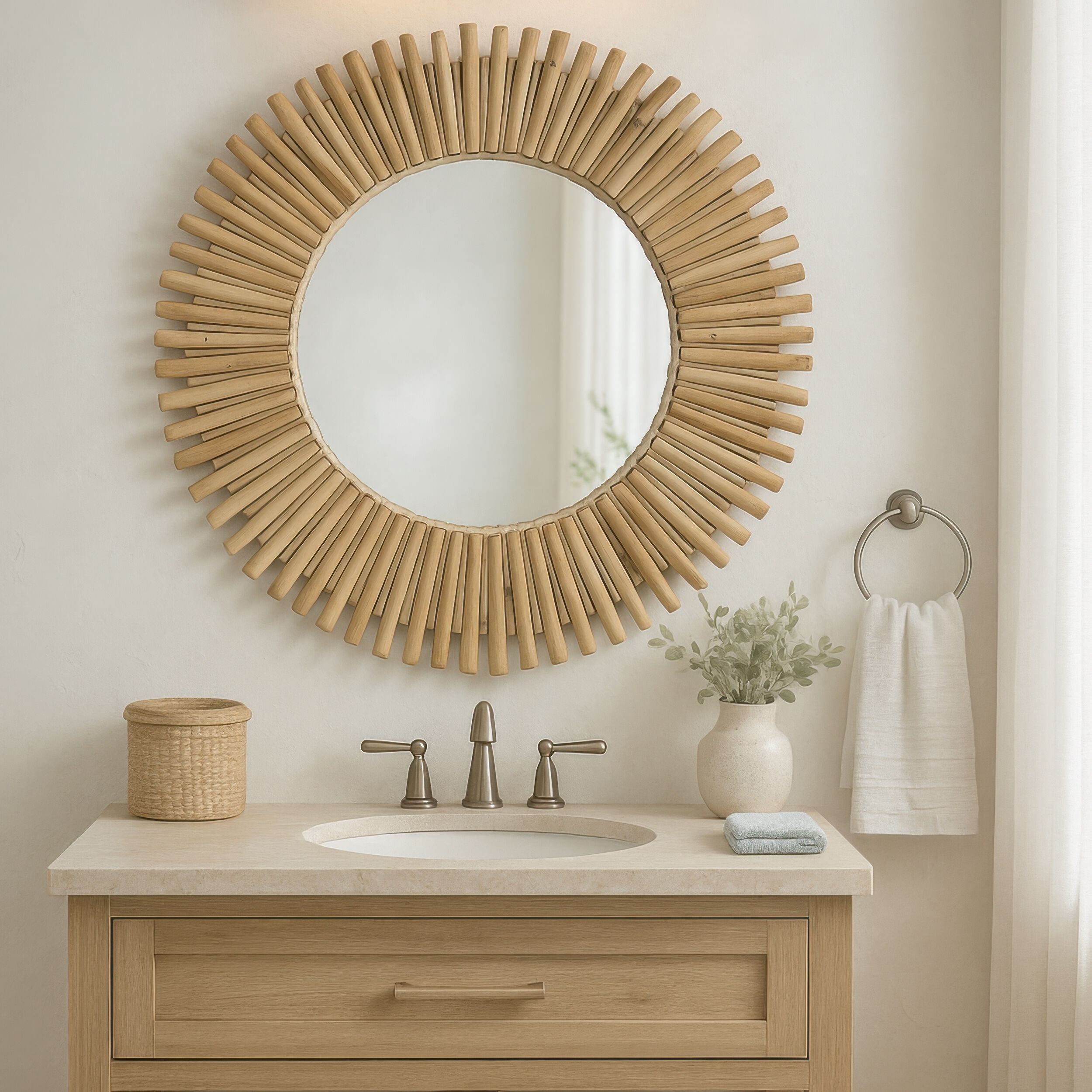 Drifter 34 X 34 inch Natural Driftwood Wall Mirror