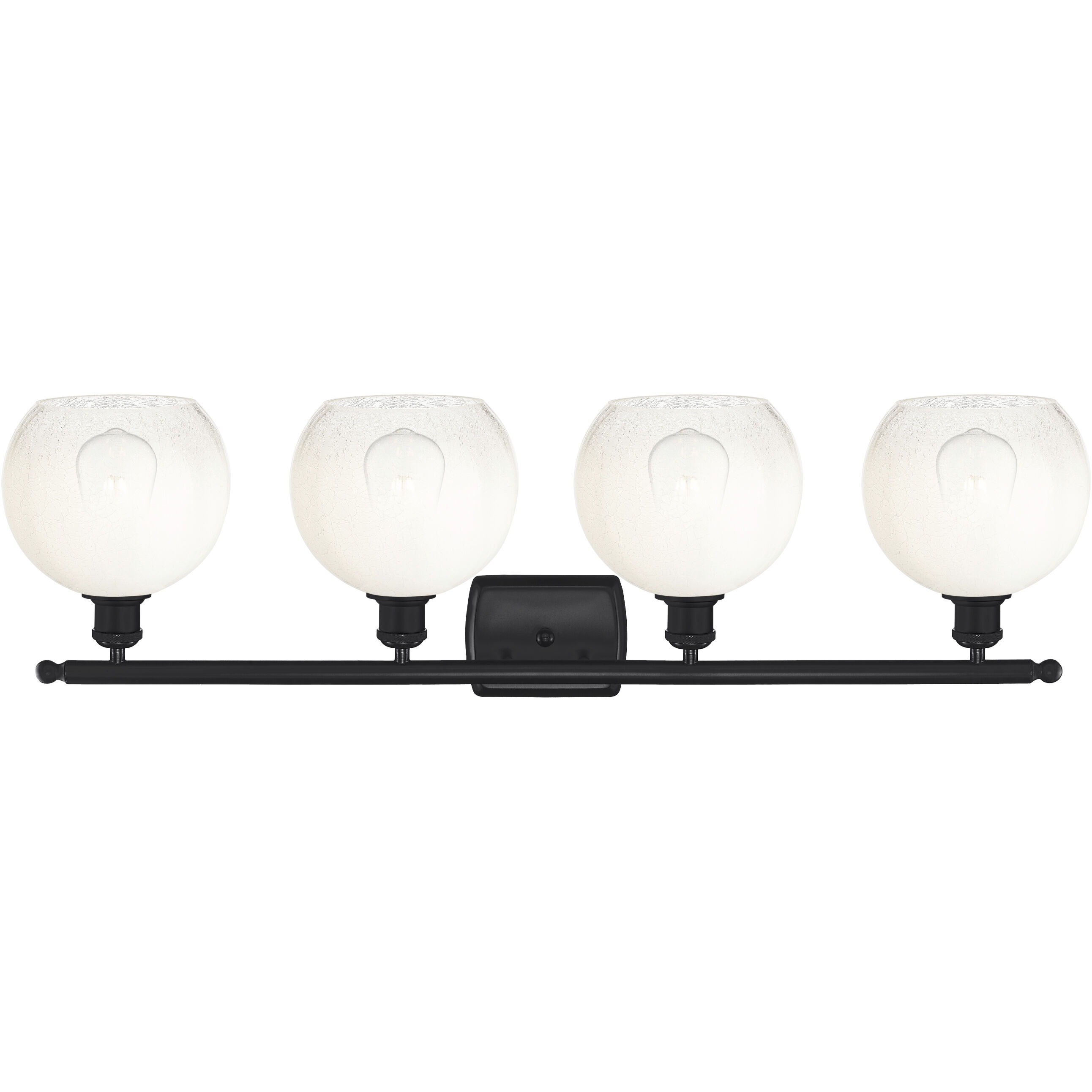 Ballston Brookhaven Globe 4 Light 38 inch Matte Black Bath Vanity Light Wall Light in Opal Glass