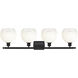 Ballston Brookhaven Globe 4 Light 38 inch Matte Black Bath Vanity Light Wall Light in Opal Glass