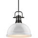 Duncan 1 Light 14 inch Matte Black Pendant Ceiling Light in White, Large