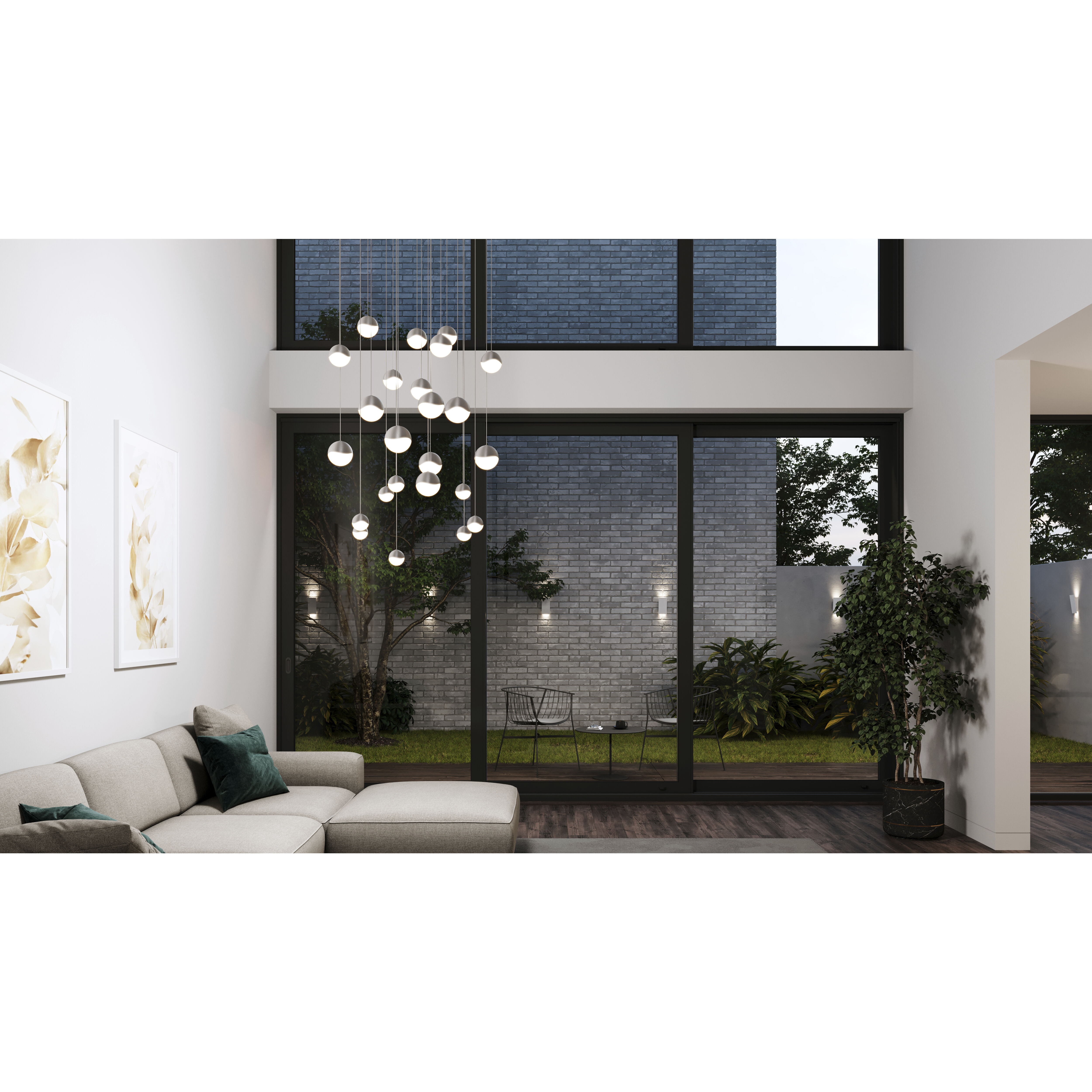 Grapes LED 27 inch Satin Nickel Cluster Pendant Ceiling Light in Assorted