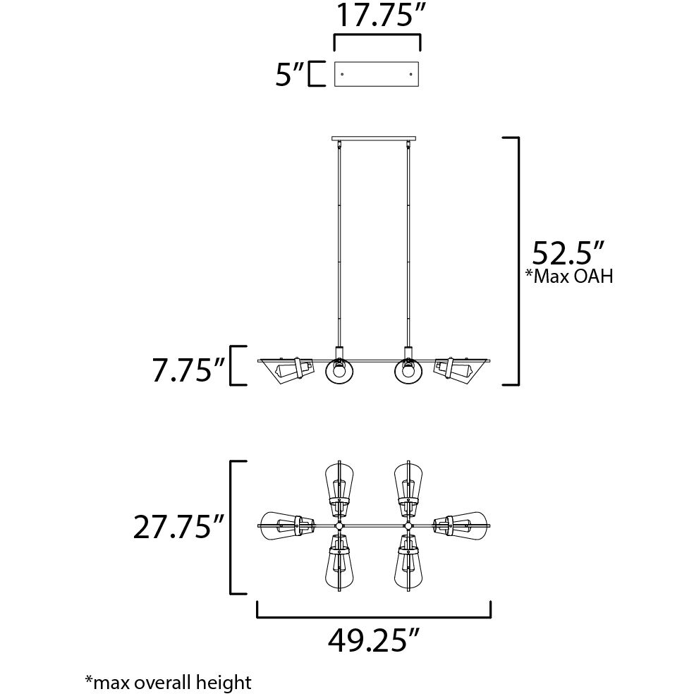 Finch Linear Pendant Ceiling Light in Seedy, Dark BronzeandAntique Brass