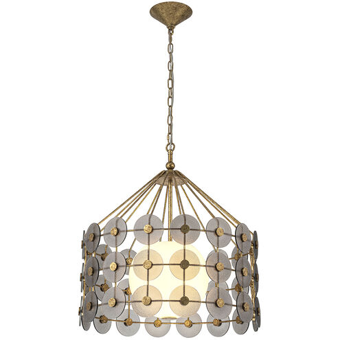 Meridian 3 Light 22.5 inch Distressed Gold Pendant Ceiling Light