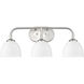 Zoey 3 Light 25 inch Pewter Bath Vanity Wall Light in Matte White