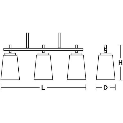 Joanna 3 Light 5 inch Textured Black Linear Pendant Ceiling Light