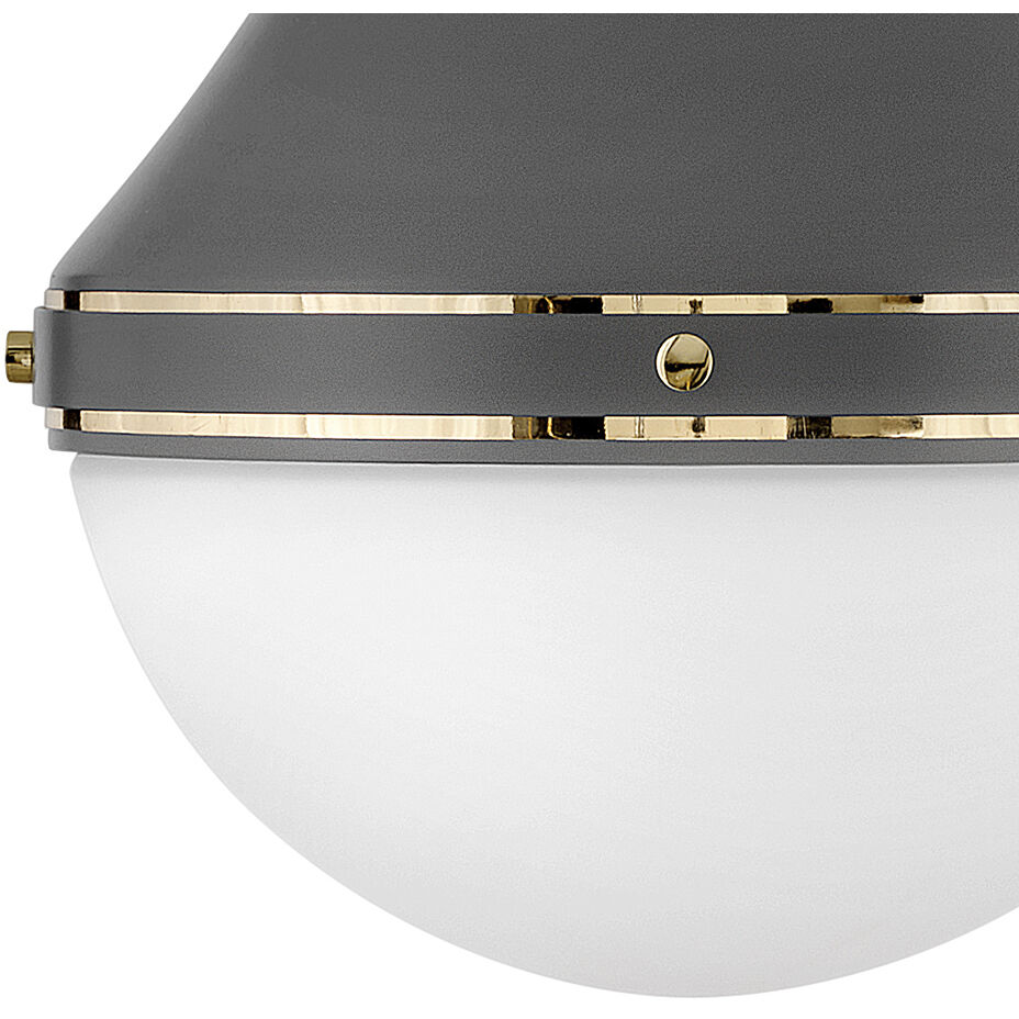 Oliver 1 Light 14.25 inch Dark Matte Grey with Bright Brass Indoor Pendant Ceiling Light