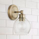 Mid Century 1 Light 6 inch Aged Brass Sconce Wall Light