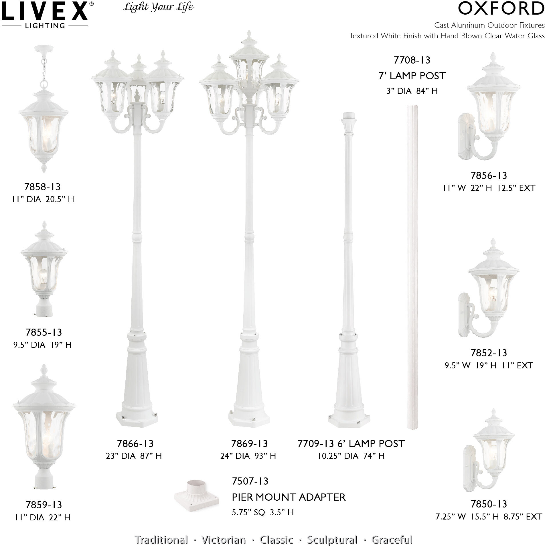 Oxford 4 Light 93 inch Textured White Outdoor Post Light