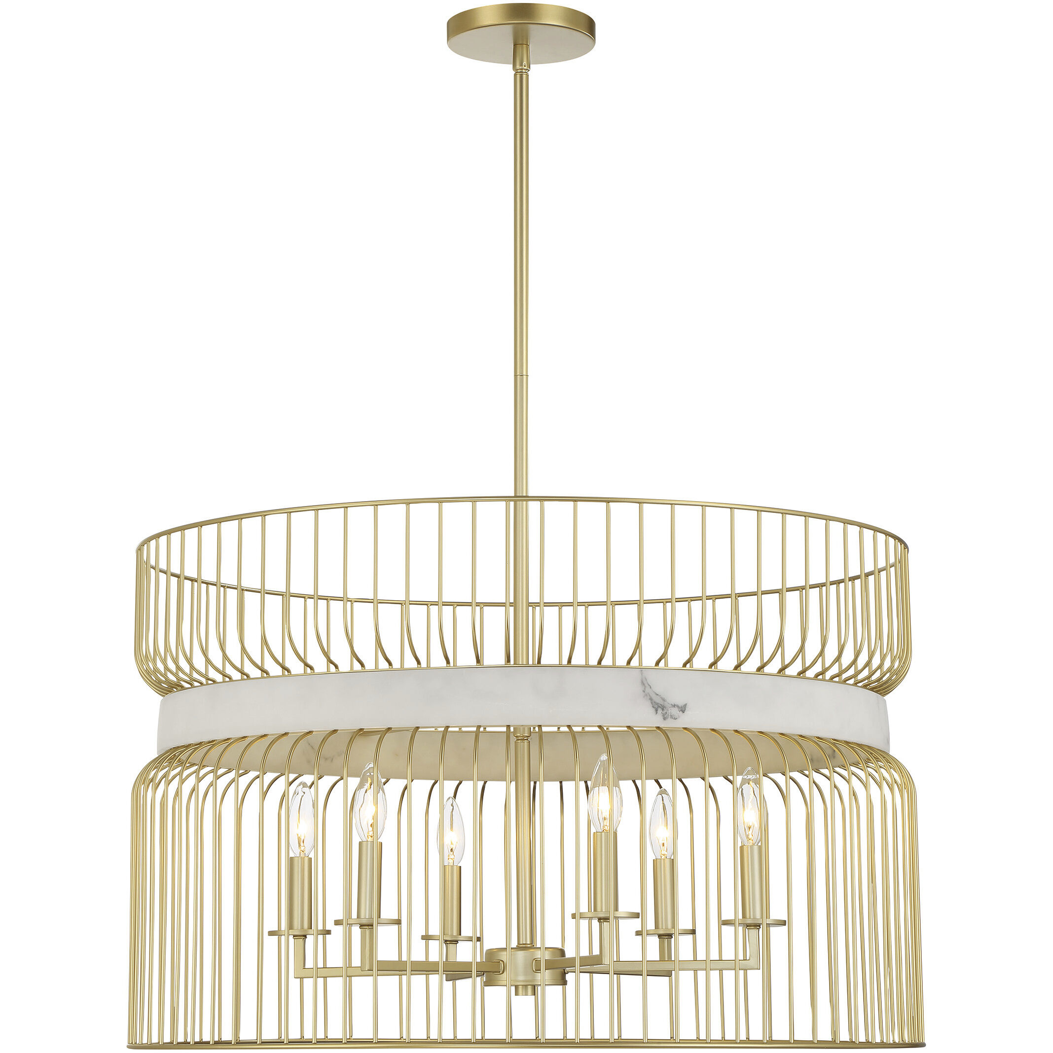 Park Slope 6 Light 30 inch Nouveau Gold Pendant Ceiling Light