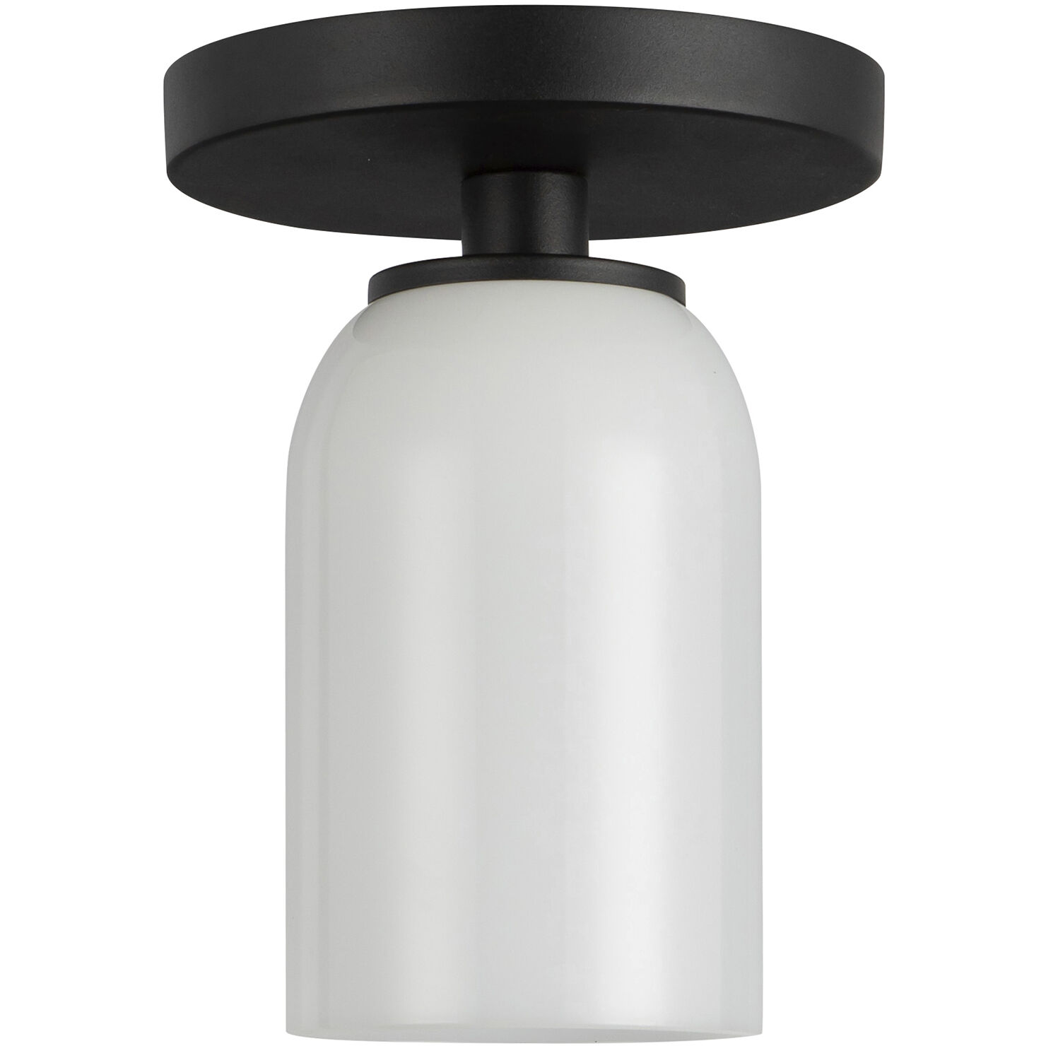 Nola 1 Light 3.63 inch Black/Glossy Opal Glass Semi-Flush Mount Ceiling Light in Glossy Opal Glass Shade
