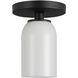Nola 1 Light 3.63 inch Black/Glossy Opal Glass Semi-Flush Mount Ceiling Light in Glossy Opal Glass Shade