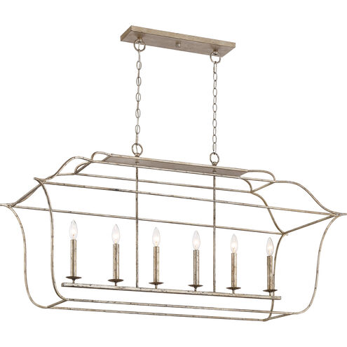 Gallery 6 Light 48 inch Century Silver Leaf Island Chandelier Ceiling Light