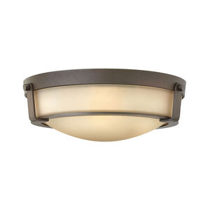 Hathaway 3 Light 16 inch Olde Bronze Flush Mount Ceiling Light in Etched Amber