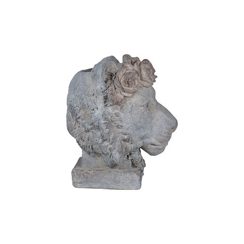 Crown Lion Gray Outdoor Planter
