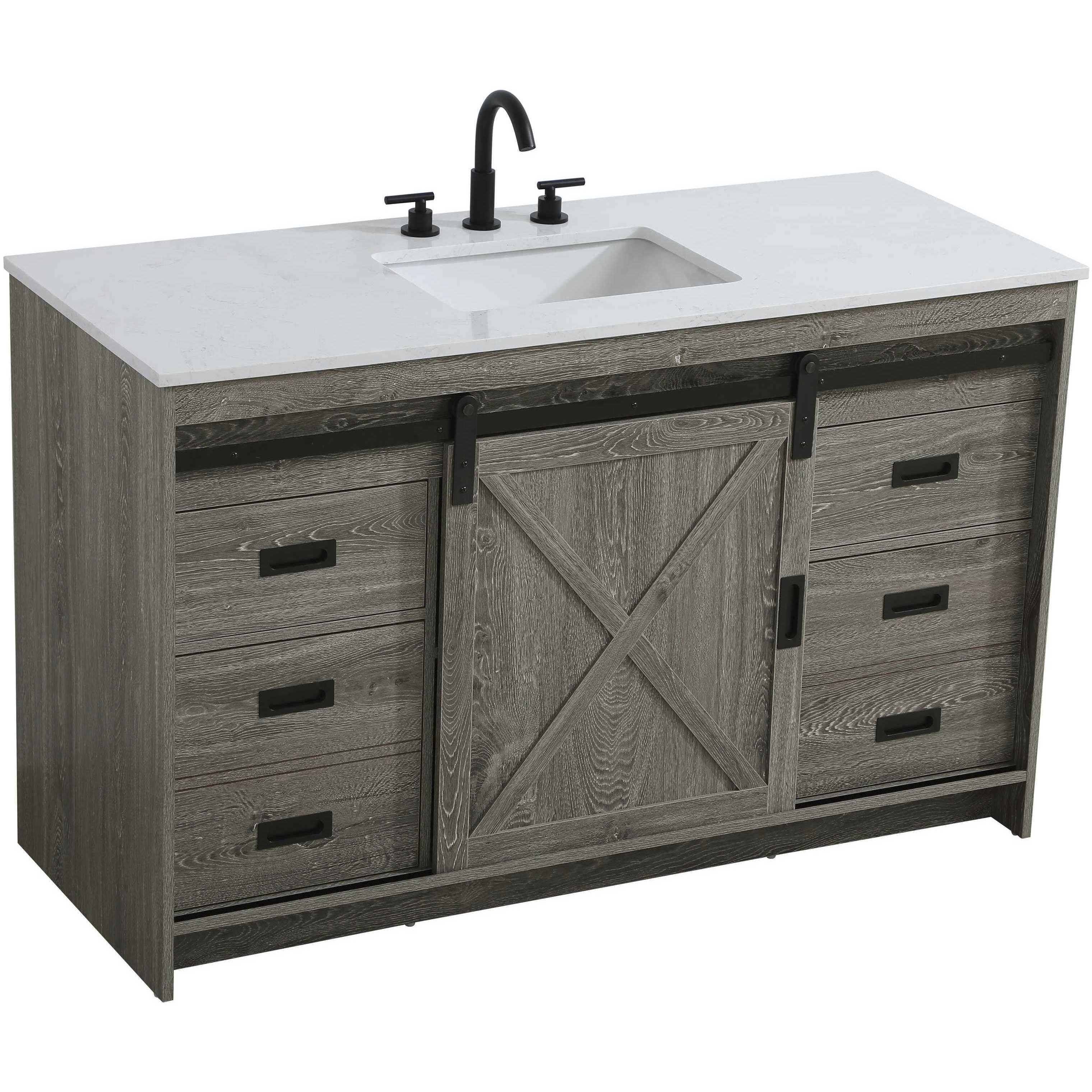 Austin 54 X 34 inch Rustic Grey Bathroom Vanity Cabinet