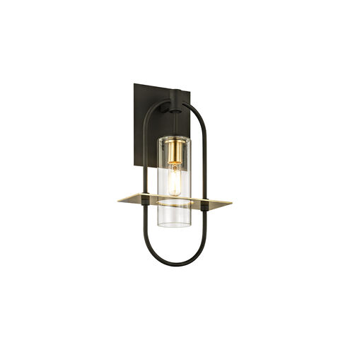 Nouvel 1 Light 14 inch Dark Bronze And Brushed Brass Outdoor Wall Sconce