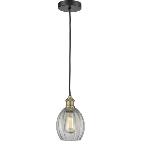 Eaton 1 Light 5.5 inch Black Antique Brass Mini Pendant Ceiling Light in Clear Glass