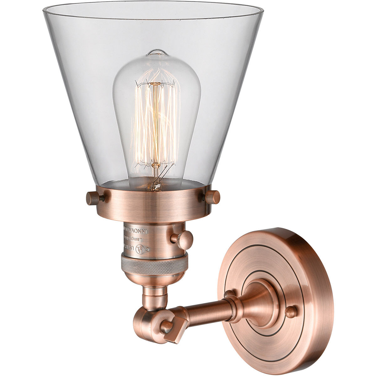 Franklin Restoration Small Cone LED 6 inch Antique Copper Sconce Wall Light, Franklin Restoration