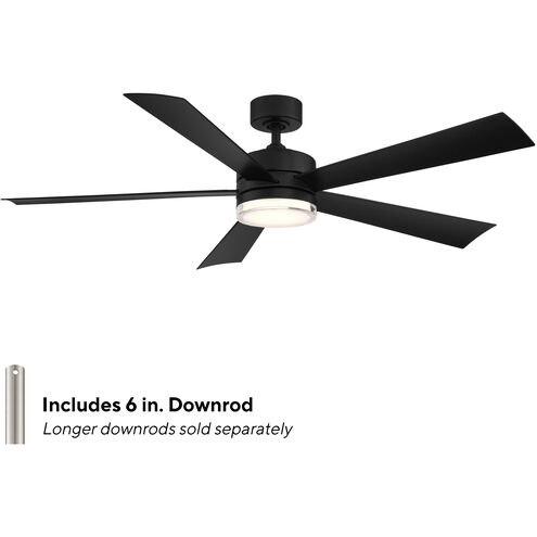 Wynd 60 inch Matte Black Ceiling Fan in 3000K, Smart Ceiling Fan