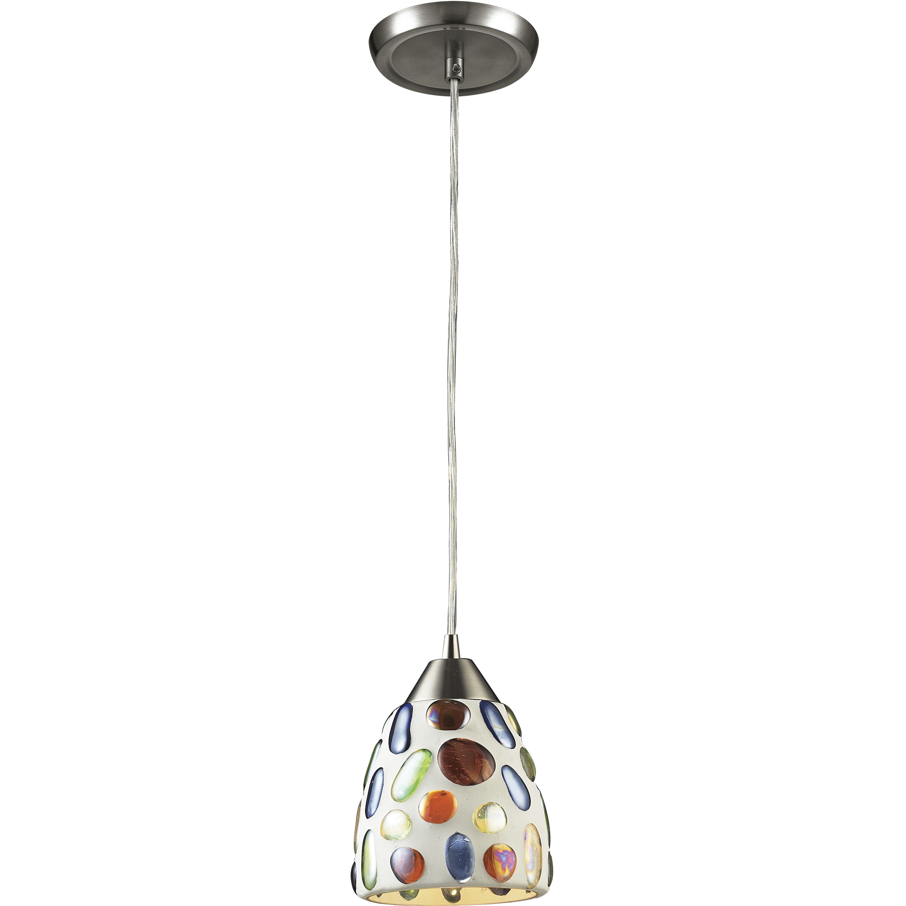 Gemstone 1 Light 6 inch Multicolor with Satin Nickel Mini Pendant Ceiling Light