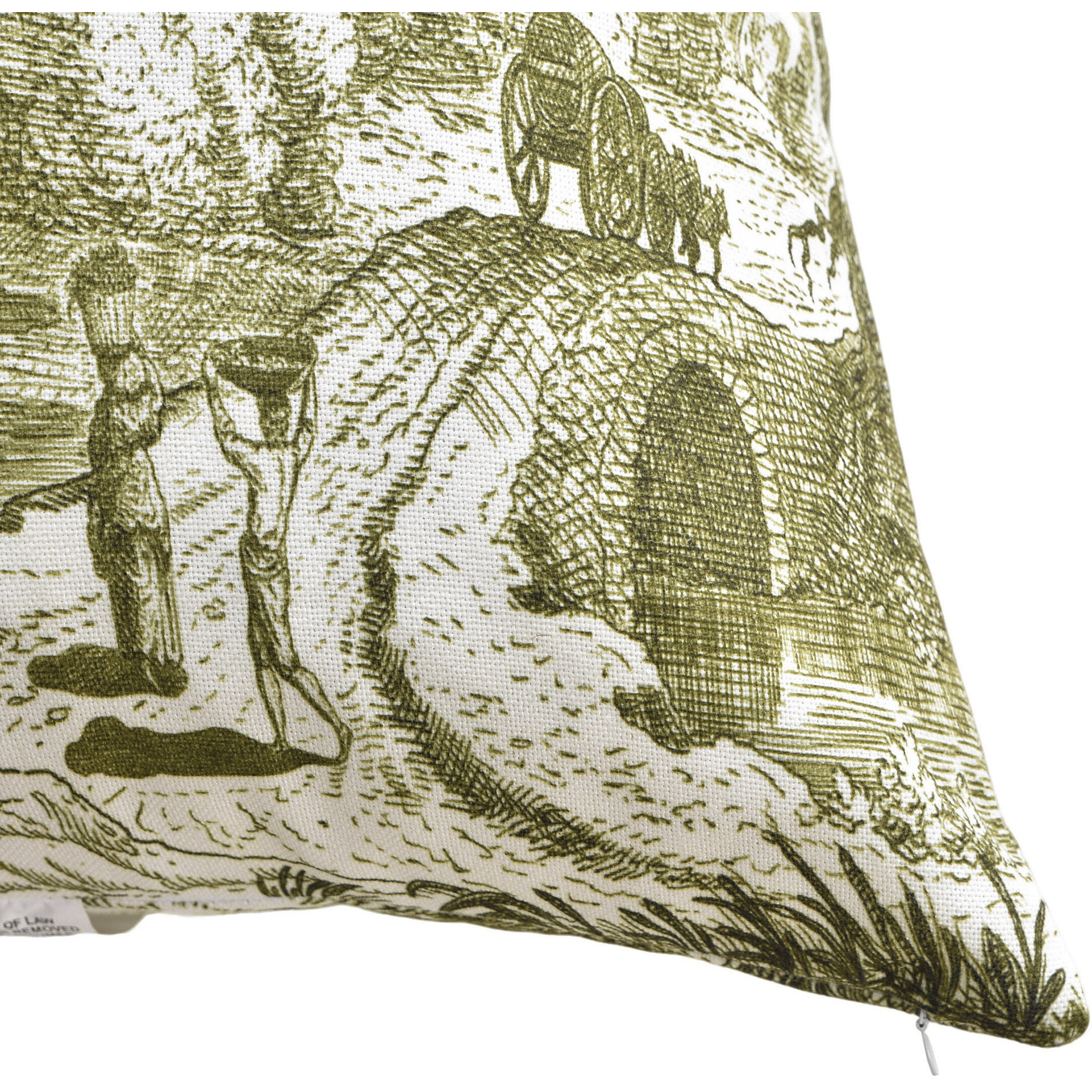 Reverie Toile 24 inch Verdant and Ivory Pillow in 24" x 24"