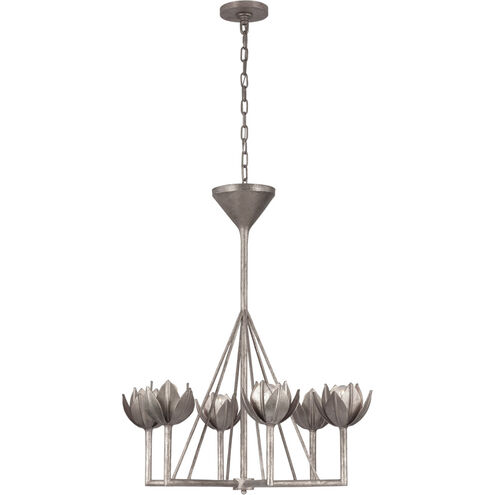 Julie Neill Alberto 6 Light 30 inch Burnished Silver Leaf Single Tier Chandelier Ceiling Light, Small